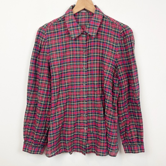 J McLaughlin Plaid Lightweight Blouse Large - Picture 3 of 8